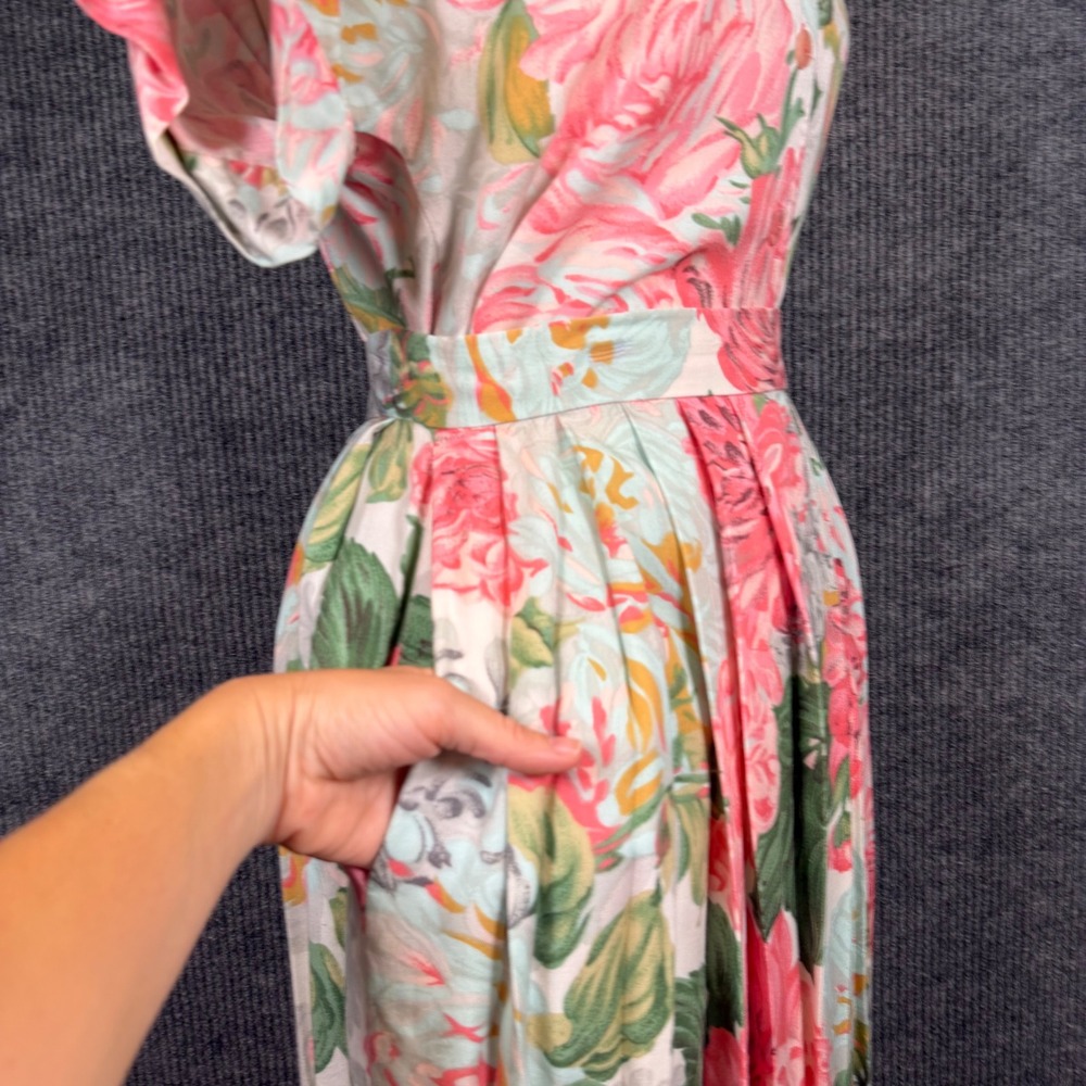 Vintage 1970s Floral 2 Piece Skirt Blouse Set 26" Waist Pastel Cottage Retro - Picture 8 of 16